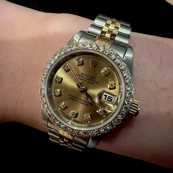 Rolex Diamond Dial and Bezel Oyster Datejust Wristwatch